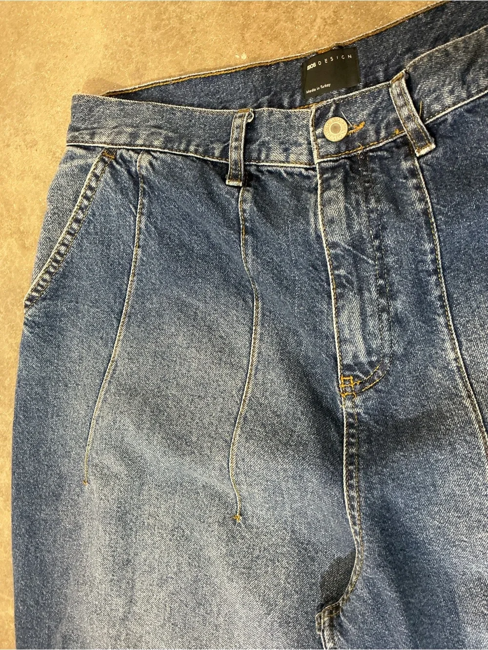 ASOS DESIGN Men’s Balloon Barrel Leg Jeans Blue Denim 34x28 Relaxed Trendy Fit